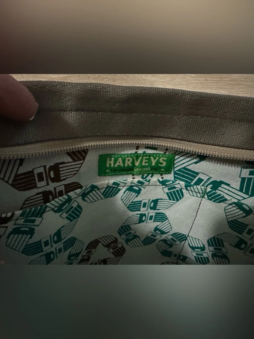 Harveys The Original Seatbelt Bag Treecycle Grey Black Patchwork Crossbody